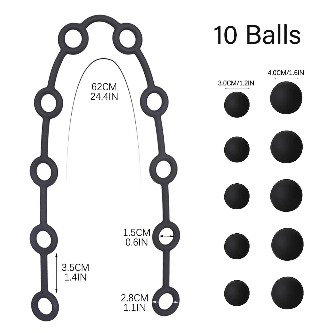 Tether - Anal Beads Trainer- Anal Balls - Custom Sizes