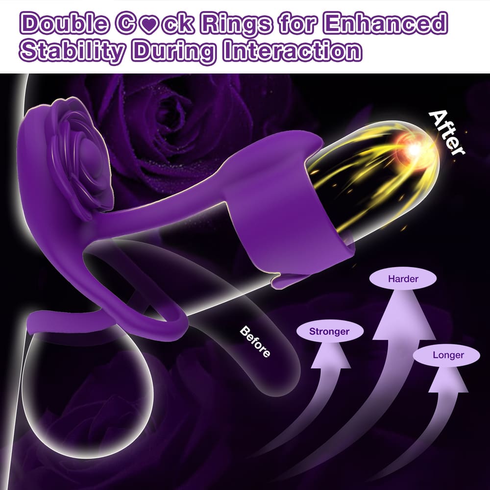 Vexar-3-IN-1-Vibrating-Penis-Ring-Rose-Clitoral-Vibrator-with-Wireless-Remote