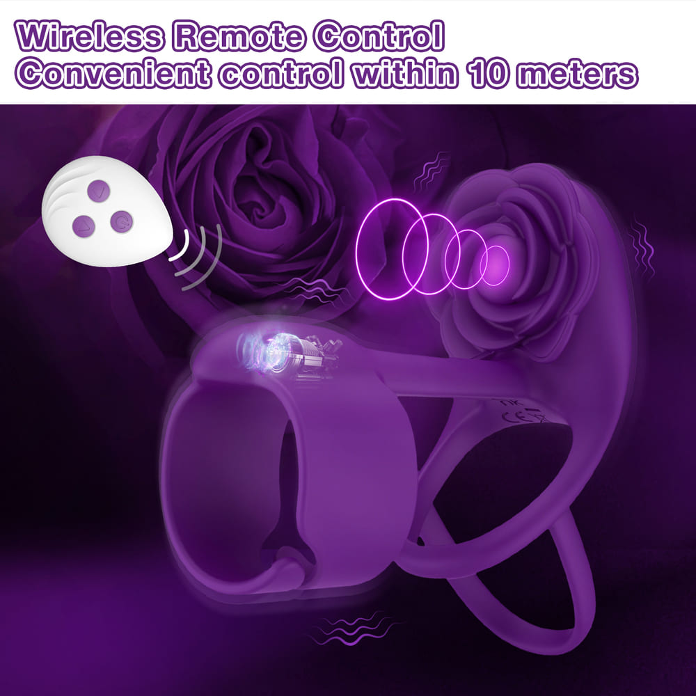 Vexar-3-IN-1-Vibrating-Penis-Ring-Rose-Clitoral-Vibrator-with-Wireless-Remote