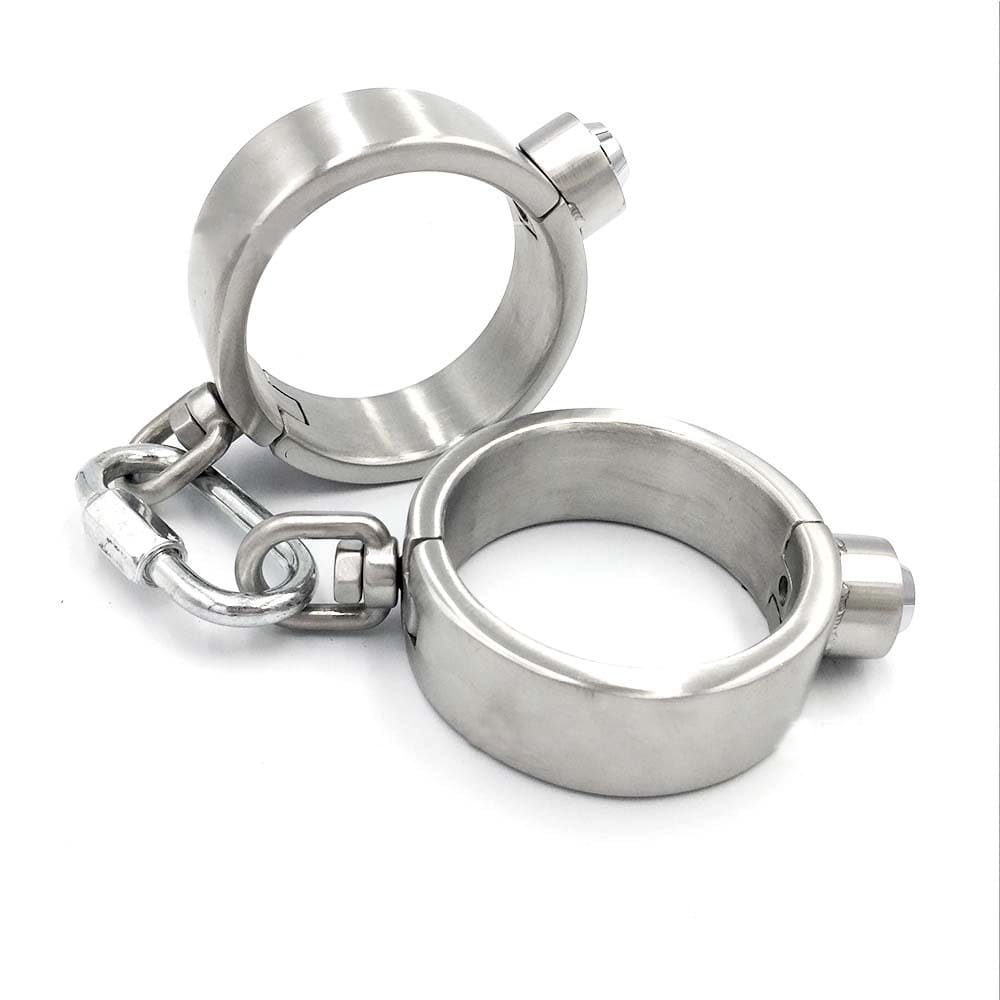 Omnia-Stainless-Steel-BDSM-Set-Locking-Collar-Handcuffs-Ankle-Shackles