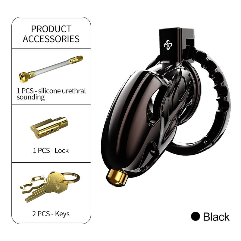 Dragon Guard - Deluxe Locking Chastity Cage with Urethral Sounding - Aluminum Alloy
