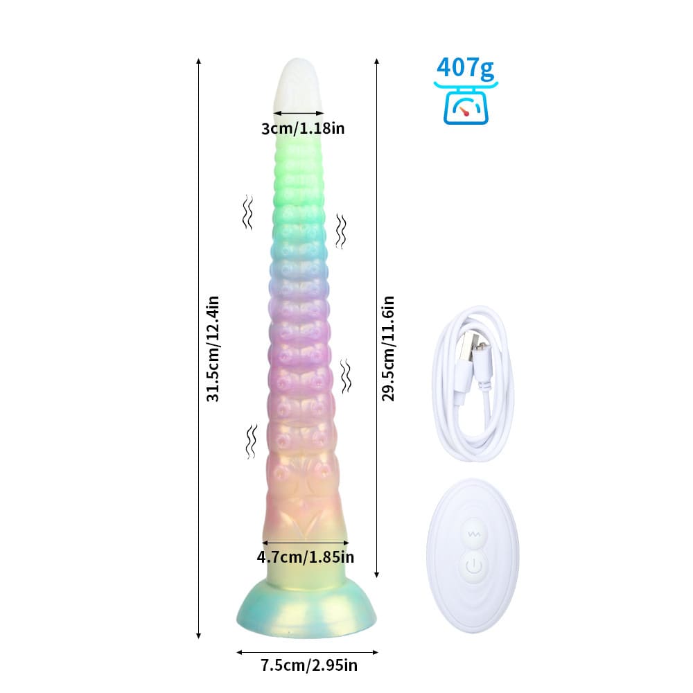 Velor-Silicone-Glow-in-the-Dark-Dildo-Vibrating-Long-Anal-Toy
