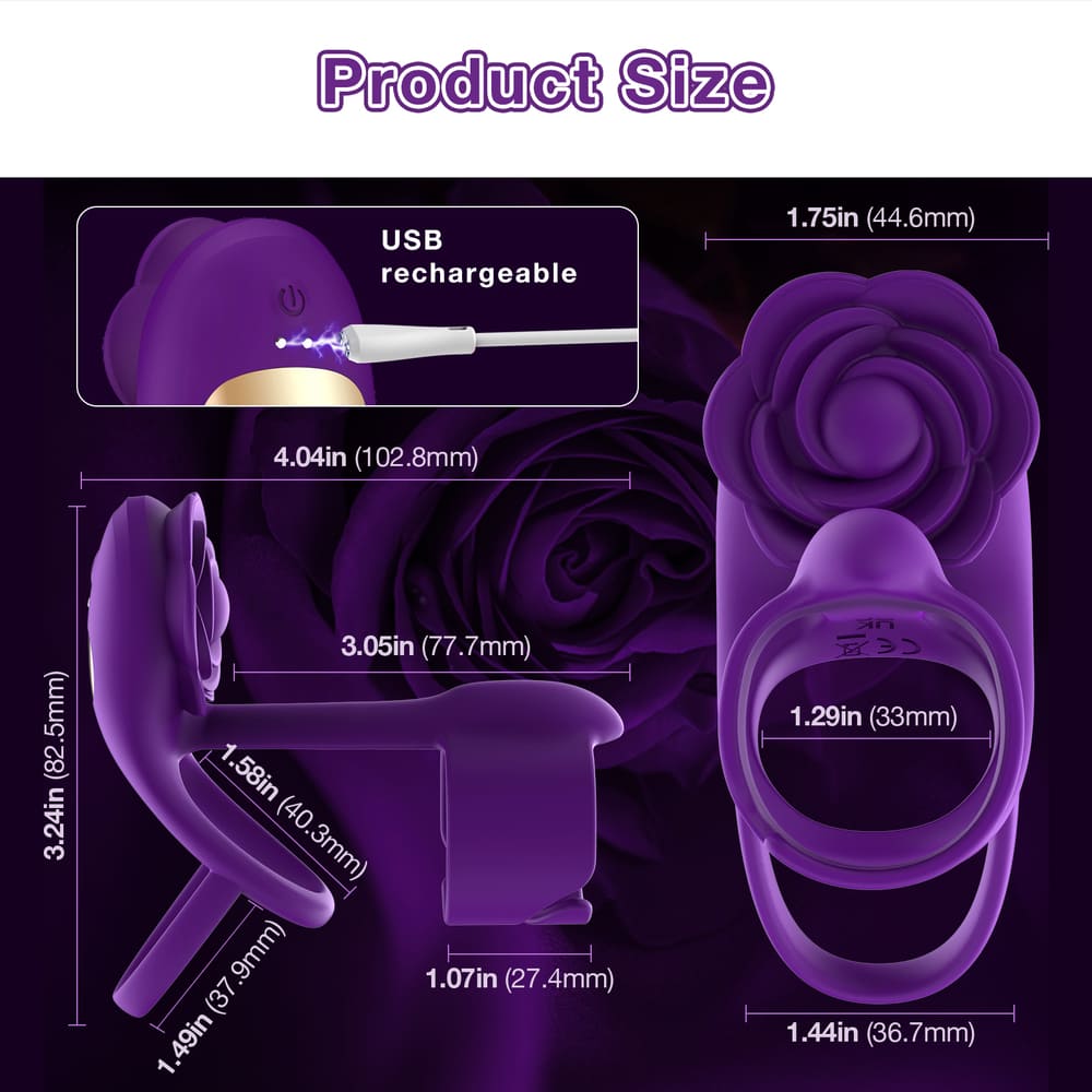 Vexar-3-IN-1-Vibrating-Penis-Ring-Rose-Clitoral-Vibrator-with-Wireless-Remote