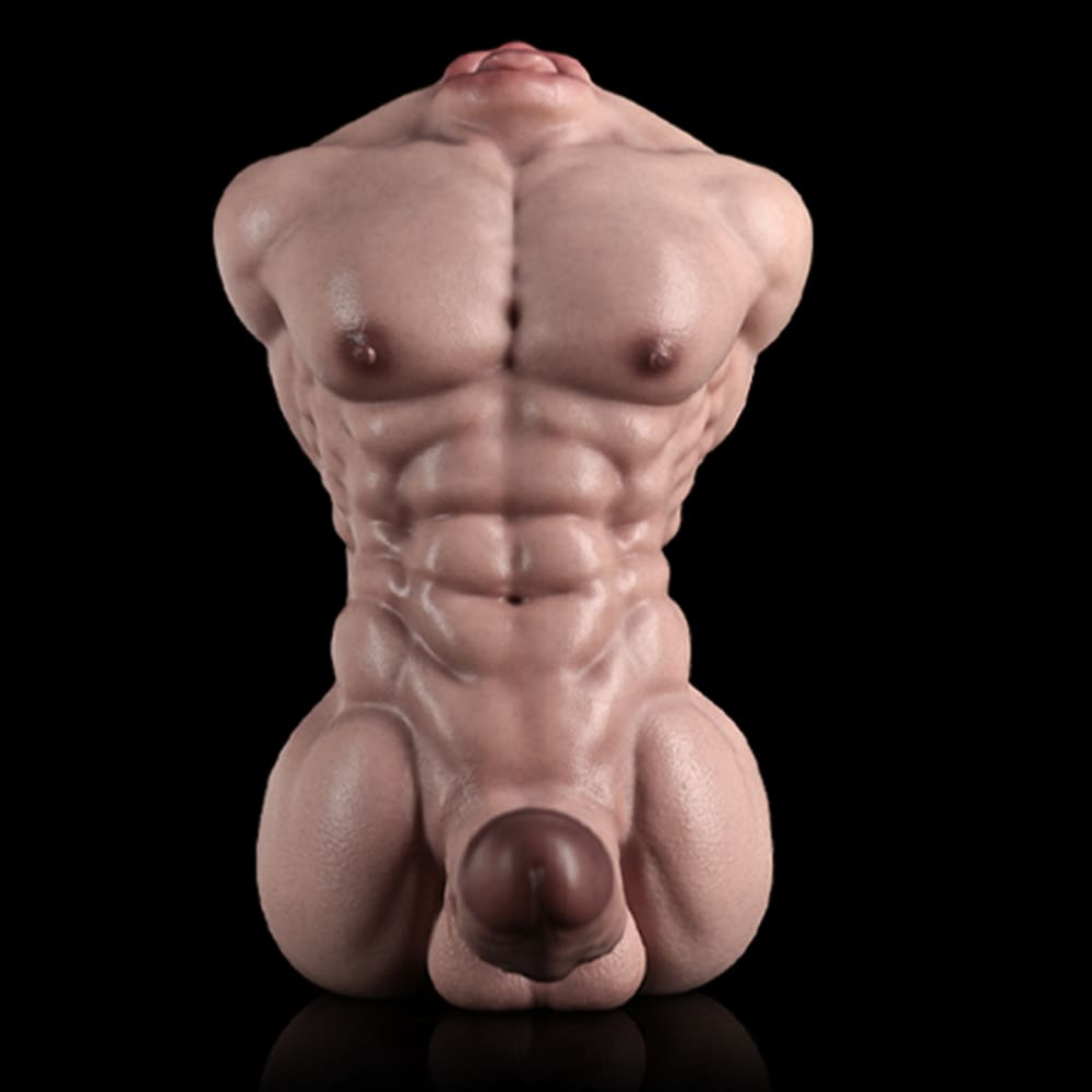 WOLFHOUND-Silicone-Male-Torso-Masturbator-with-Realistic-Dildo